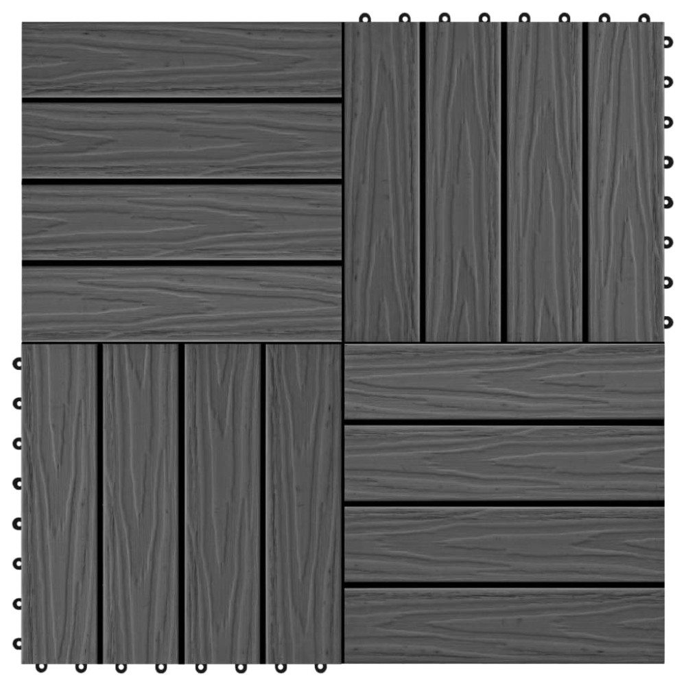 vidaXL Plăci podea în relief, WPC, 11 buc., 30 x 30 cm, 1 mp, negru