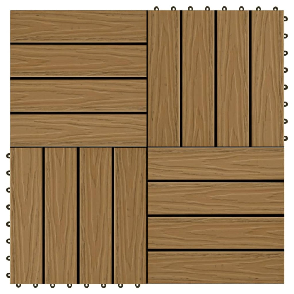 vidaXL Plăci podea în relief, WPC, 11 buc., 30x30 cm 1 mp, culoare tec