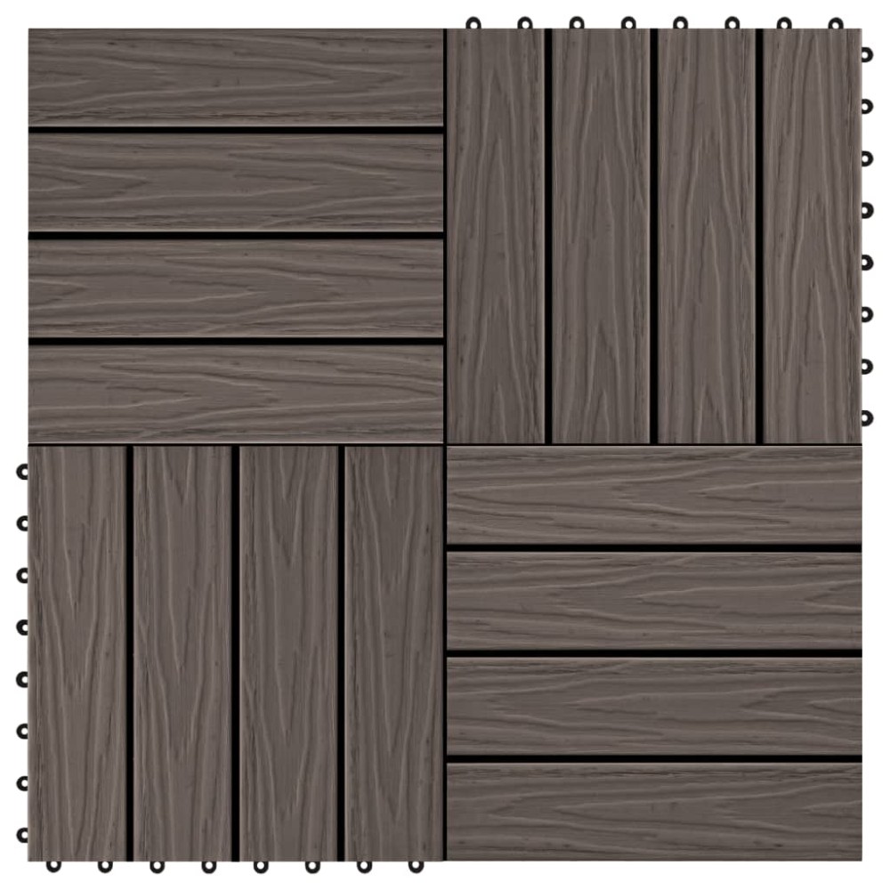 vidaXL Plăci podea în relief, WPC, 11 buc, 30x30 cm, 1 mp, maro închis