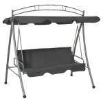 vidaXL Balansoar extensibil cu copertină antracit 198x120x205 cm oțel vidaXL Balansoar extensibil cu copertină antracit 198x120x205 cm oțel
