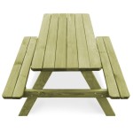 vidaXL Masă de picnic cu bănci de copii, 90x90x58 cm, lemn pin tratat