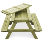 vidaXL Masă de picnic cu bănci de copii, 90x90x58 cm, lemn pin tratat