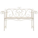 vidaXL Bancă de grădină, alb vintage, 132 cm, metal