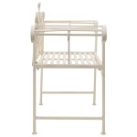 vidaXL Bancă de grădină, alb vintage, 132 cm, metal