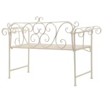 vidaXL Bancă de grădină, alb vintage, 132 cm, metal