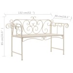 vidaXL Bancă de grădină, alb vintage, 132 cm, metal