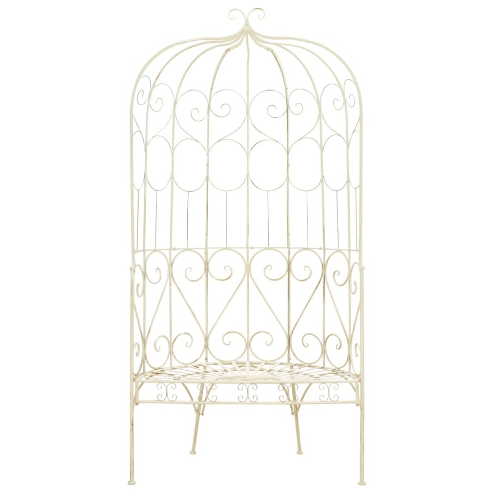 vidaXL Bancă de grădină, alb vintage, 95 cm, fier
