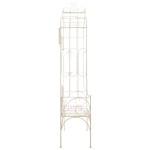 vidaXL Bancă de grădină, alb vintage, 122 cm, fier