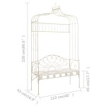 vidaXL Bancă de grădină, alb vintage, 122 cm, fier