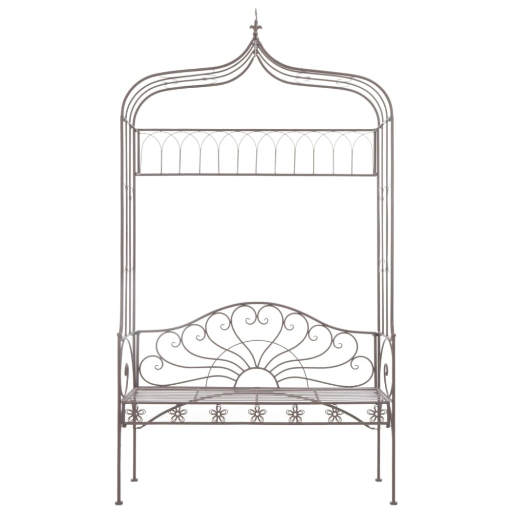 vidaXL Bancă de grădină, maro vintage, 122 cm, fier