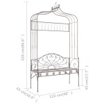 vidaXL Bancă de grădină, maro vintage, 122 cm, fier vidaXL Bancă de grădină, maro vintage, 122 cm, fier