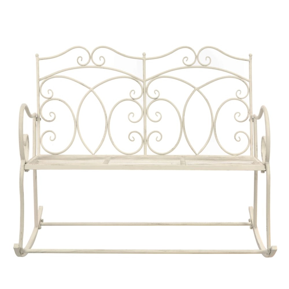 vidaXL Bancă de grădină, alb vintage, 104 cm, fier