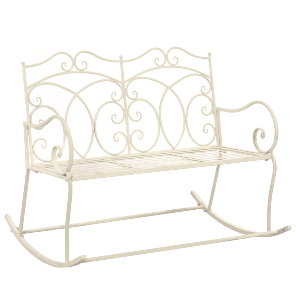 vidaXL Bancă de grădină, alb vintage, 104 cm, fier
