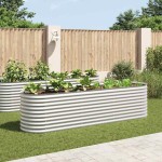 vidaXL Strat înălțat de grădină argintiu 320x80x81 cm oțel galvanizat vidaXL Strat înălțat de grădină argintiu 320x80x81 cm oțel galvanizat