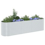 vidaXL Strat înălțat de grădină argintiu 320x80x81 cm oțel galvanizat vidaXL Strat înălțat de grădină argintiu 320x80x81 cm oțel galvanizat