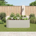 vidaXL Strat înălțat grădină argintiu 240x80x81 cm oțel galvanizat vidaXL Strat înălțat grădină argintiu 240x80x81 cm oțel galvanizat