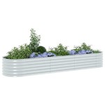 vidaXL Strat înălțat de grădină, argintiu 320x80x44 cm oțel galvanizat vidaXL Strat înălțat de grădină, argintiu 320x80x44 cm oțel galvanizat