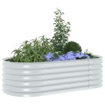 vidaXL Strat înălțat de grădină argintiu 160x80x44 cm oțel galvanizat