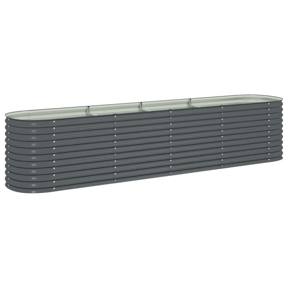 vidaXL Strat înălțat de grădină, gri, 400x80x81 cm, oțel galvanizat