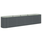 vidaXL Strat înălțat de grădină, gri, 400x80x81 cm, oțel galvanizat