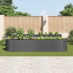 vidaXL Strat înălțat de grădină, gri, 400x80x81 cm, oțel galvanizat