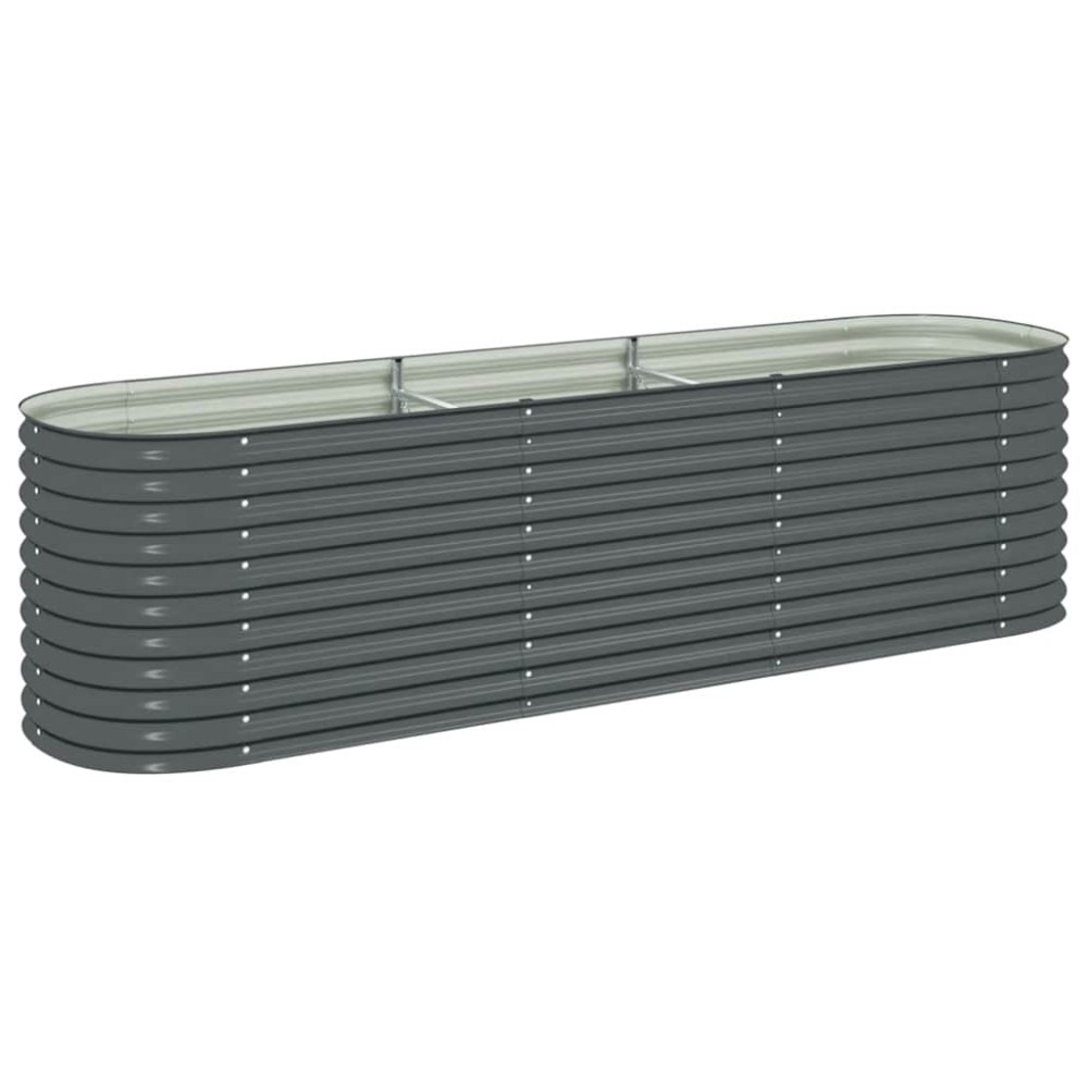 vidaXL Strat înălțat de grădină, gri, 320 x 80 x 81 cm oțel galvanizat