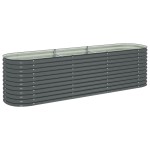 vidaXL Strat înălțat de grădină, gri, 320 x 80 x 81 cm oțel galvanizat
