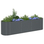 vidaXL Strat înălțat de grădină, gri, 320 x 80 x 81 cm oțel galvanizat