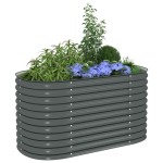 vidaXL Strat înălțat de grădină, gri, 160x80x81cm, oțel galvanizat vidaXL Strat înălțat de grădină, gri, 160x80x81cm, oțel galvanizat