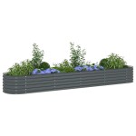 vidaXL Strat înălțat de grădină, gri, 400x80x44 cm, oțel galvanizat vidaXL Strat înălțat de grădină, gri, 400x80x44 cm, oțel galvanizat