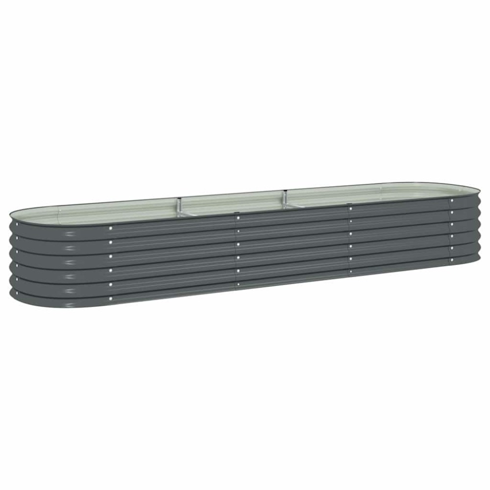 vidaXL Strat înălțat de grădină, gri, 320x80x44 cm, oțel galvanizat