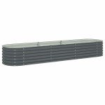 vidaXL Strat înălțat de grădină, gri, 320x80x44 cm, oțel galvanizat