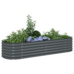 vidaXL Strat înălțat de grădină, gri, 240x80x44 cm, oțel galvanizat vidaXL Strat înălțat de grădină, gri, 240x80x44 cm, oțel galvanizat