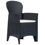 vidaXL Scaune de grădină cu perne 2 buc. antracit plastic aspect ratan vidaXL Scaune de grădină cu perne 2 buc. antracit plastic aspect ratan