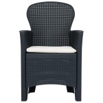 vidaXL Scaune de grădină cu perne 2 buc. antracit plastic aspect ratan vidaXL Scaune de grădină cu perne 2 buc. antracit plastic aspect ratan