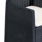 vidaXL Scaune de grădină cu perne 2 buc. antracit plastic aspect ratan vidaXL Scaune de grădină cu perne 2 buc. antracit plastic aspect ratan