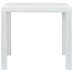 vidaXL Masă de grădină, albă, 79x79x72 cm, plastic, aspect ratan vidaXL Masă de grădină, albă, 79x79x72 cm, plastic, aspect ratan