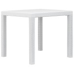 vidaXL Masă de grădină, albă, 79x79x72 cm, plastic, aspect ratan vidaXL Masă de grădină, albă, 79x79x72 cm, plastic, aspect ratan