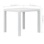 vidaXL Masă de grădină, albă, 79x79x72 cm, plastic, aspect ratan vidaXL Masă de grădină, albă, 79x79x72 cm, plastic, aspect ratan