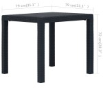vidaXL Masă de grădină, antracit, 79x79x72 cm, plastic, aspect ratan vidaXL Masă de grădină, antracit, 79x79x72 cm, plastic, aspect ratan