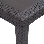 vidaXL Masă de grădină, maro, 79x79x72 cm, plastic, aspect ratan