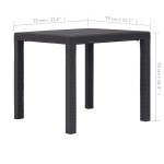 vidaXL Masă de grădină, maro, 79x79x72 cm, plastic, aspect ratan