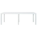 vidaXL Masă de grădină, albă, 220x90x72 cm, plastic, aspect ratan