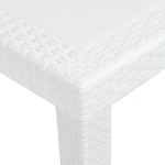 vidaXL Masă de grădină, albă, 220x90x72 cm, plastic, aspect ratan
