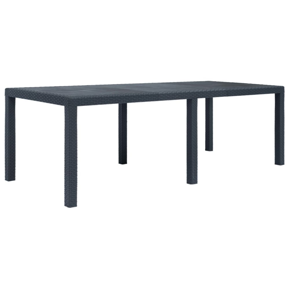 vidaXL Masă de grădină, antracit, 220x90x72 cm , plastic, aspect ratan