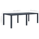 vidaXL Masă de grădină, antracit, 220x90x72 cm , plastic, aspect ratan vidaXL Masă de grădină, antracit, 220x90x72 cm , plastic, aspect ratan