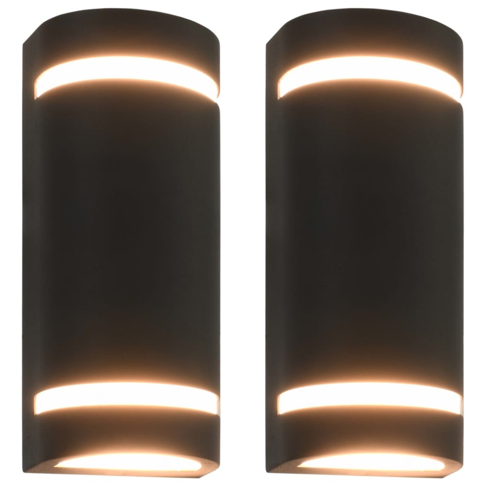 vidaXL Lămpi de perete pentru exterior 2 buc. negru 35 W semirotund