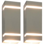 vidaXL Lămpi de perete de exterior 2 buc. argintiu 35 W dreptunghiular vidaXL Lămpi de perete de exterior 2 buc. argintiu 35 W dreptunghiular