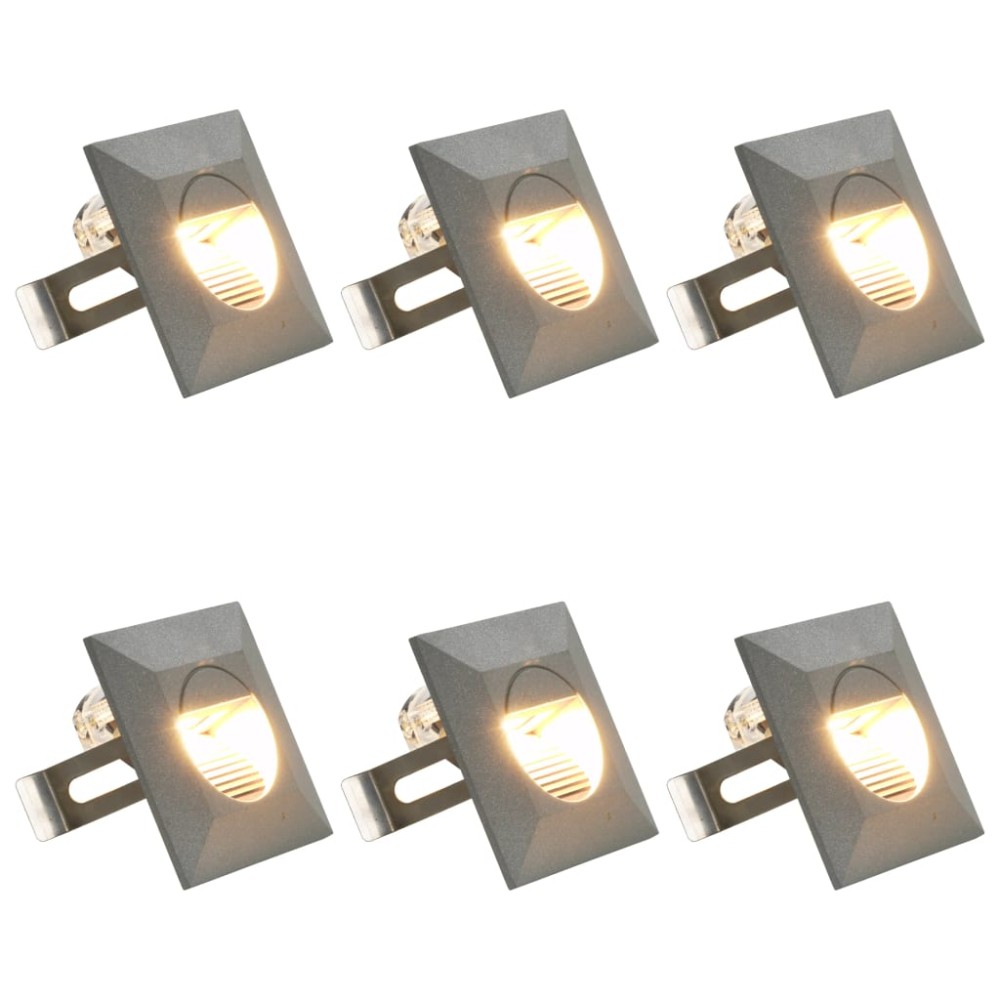 vidaXL Lămpi de perete LED de exterior, 6 buc., argintiu, 5 W, pătrat