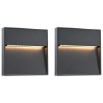 vidaXL Lămpi de perete LED de exterior, 2 buc., negru, 3 W, pătrat vidaXL Lămpi de perete LED de exterior, 2 buc., negru, 3 W, pătrat